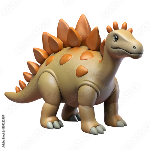 Cute cartoon stegosaurus dinosaur toy with orange plates and spikes