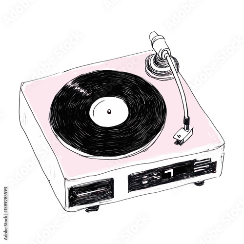 Record player illustration electronics turntable vector