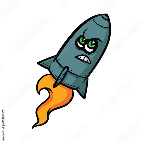 Mad Rocket Cartoon Vector Illustration