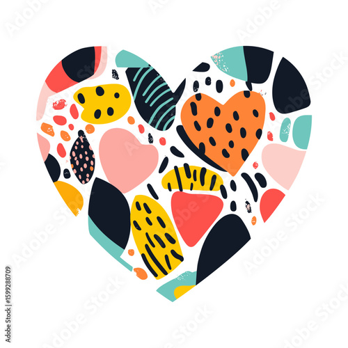 Carttoon heart icon pattern geometric abstract vector