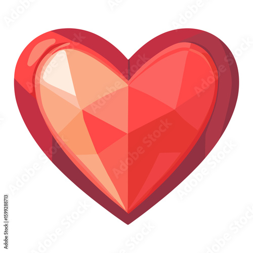 Carttoon heart icon illustration geometric polygonal vector
