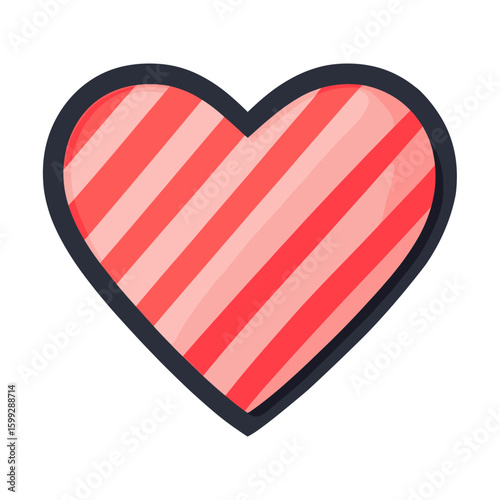 Carttoon heart icon illustration valentine striped vector
