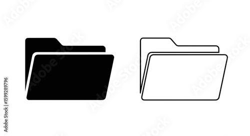 Illustration of two folders one filled in black and the other outlined in white