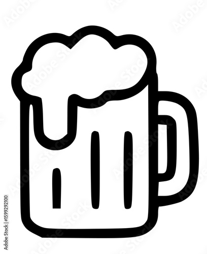 Frothy Beer Mug, Hand-Drawn Illustration