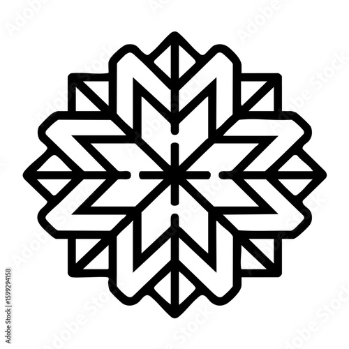 Geometric snowflake line art vector