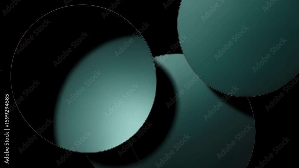 Teal circles rotate and overlap creating hypnotic depth