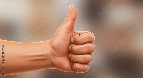 Hand Showing Thumbs Up Gesture in Close Up with Blurred Background