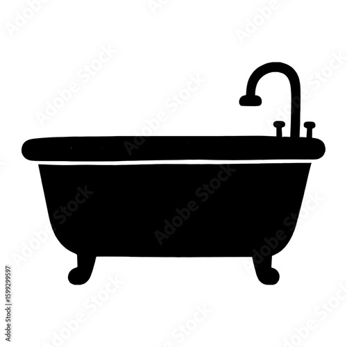 Minimalist vintage bathtub silhouette vector