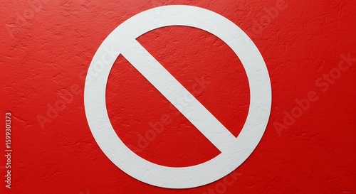 No Entry Sign on Bright Red Wall with Textured Surface for Warning and Safety Communication