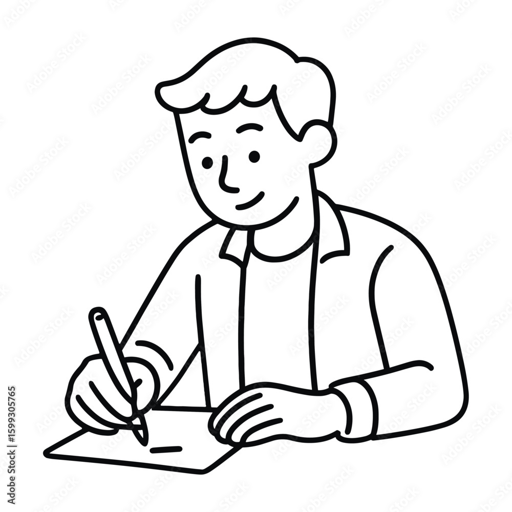 Person writing with pen illustration vector Person writing with pen illustration vector