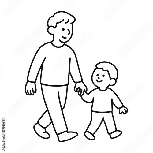 Father and son walking together vector