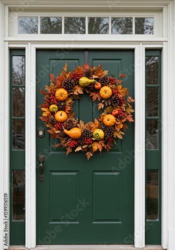 Autumnal Wreath on Green Door