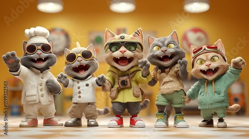 Anthropomorphic Cats in Costumes: Chef, Tourist, Pilot, and More!