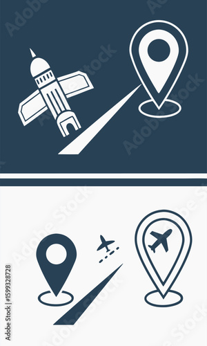 Airplane and location icons