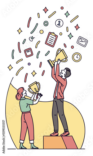 Celebrating success with trophies