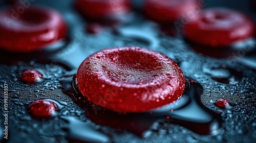 Microscopic View of Red Blood Cells in a Pool of Liquid