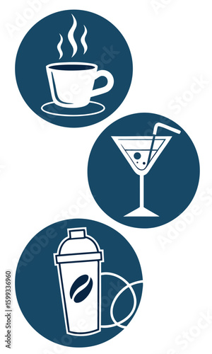 Coffee cocktail shaker icons