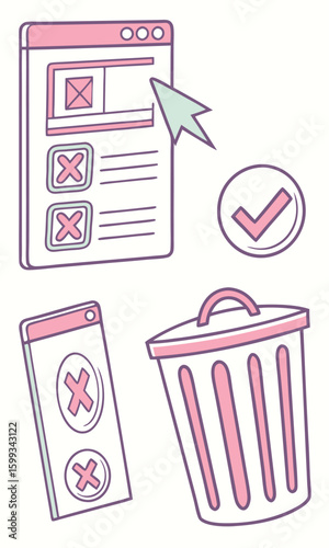 Digital interface elements graphic illustration