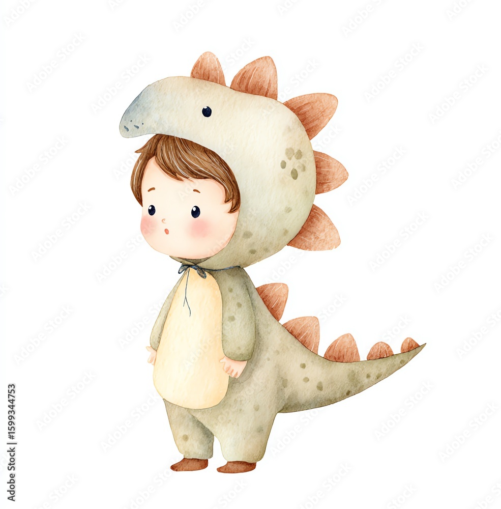 Fototapeta premium Cute Toddler in Dinosaur Costume