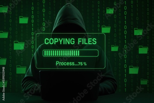 Hacker copying files on dark web interface