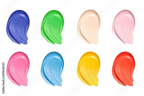 Set of Colorful Hand drawn brush stroke isolated on white.