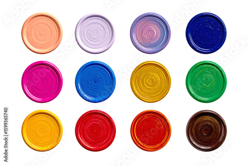 Set of Circle colorful Hand drawn brush stroke isolated on white.