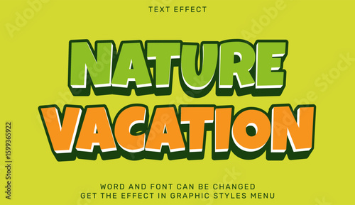 Creative nature vacation text effect with bold font style