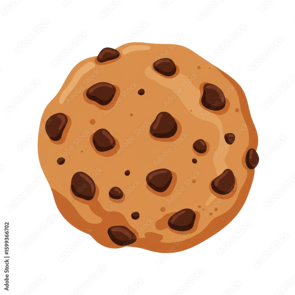 Fototapeta premium A delicious chocolate chip cookie on a bright background, perfect for dessert themes