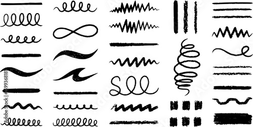 Various brush stroke patterns. EPS version.