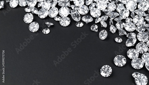 Sparkling diamonds on black background