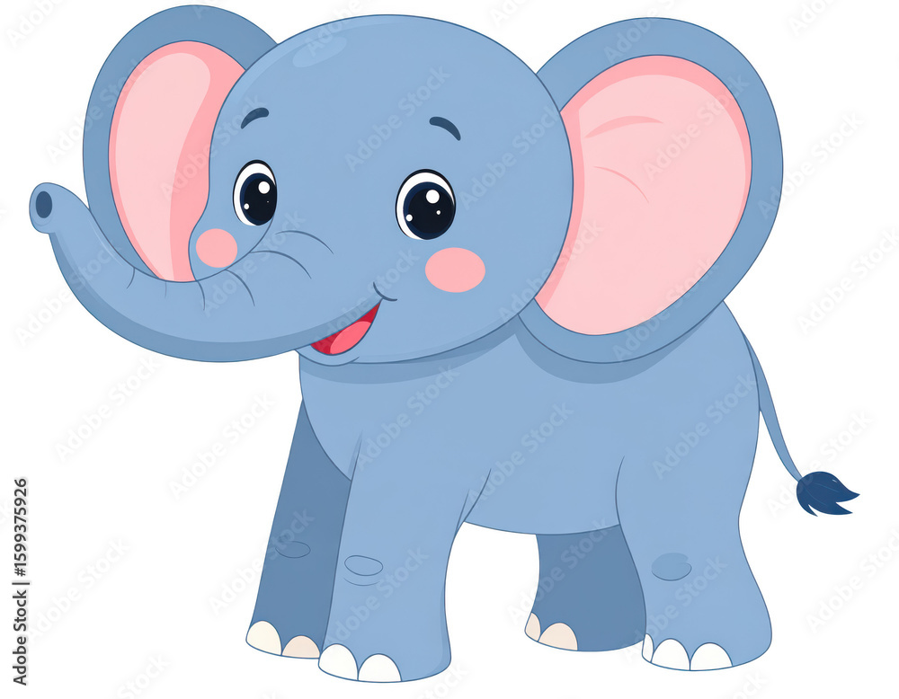 Fototapeta premium Cute cartoon baby elephant isolated on transparent background