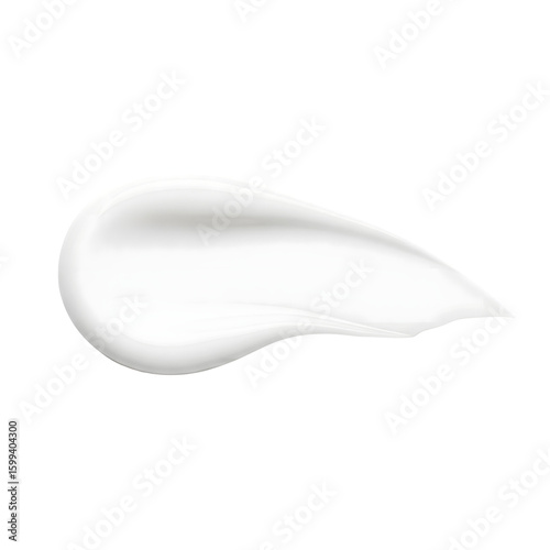 A smooth swirl of white cream is isolated against a transparent background in a studio shot