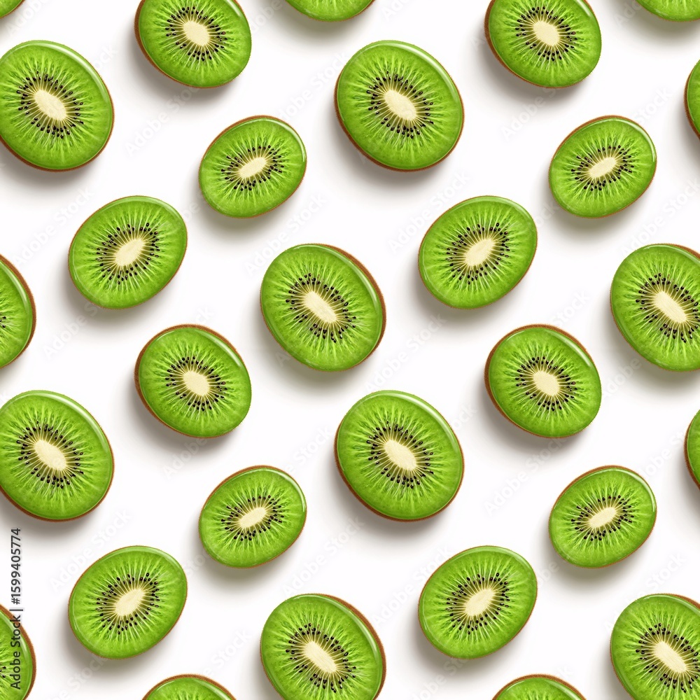 Fototapeta premium Seamless Tileable Kiwi Arrangement Flatlay