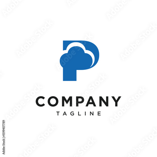 Letter P Cloud Logo Icon Vector