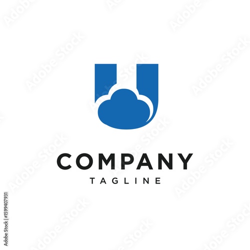 Letter U Cloud Logo Icon Vector