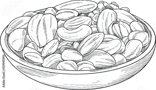 bowl of mixing nut sketch