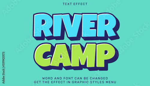 Bold and modern text effect featuring river camp theme