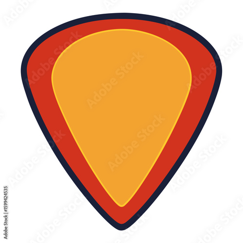 A guitar pick with a teardrop shape featuring three colored layers, no background vector file.