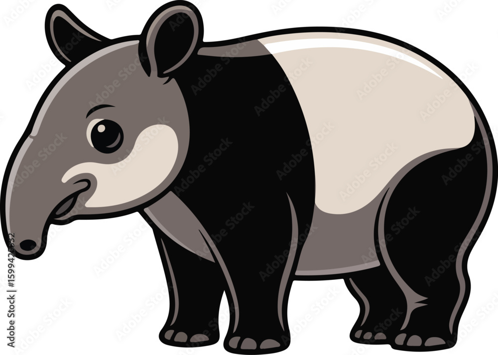 Fototapeta premium Tapir in a playful pose. Transparent png vector isolated