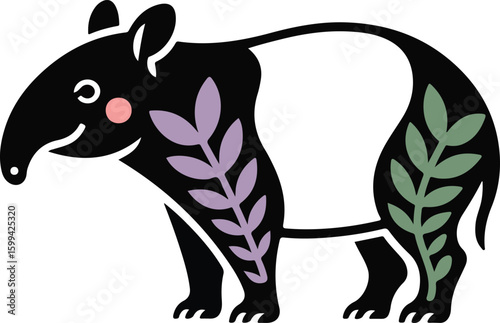 Tapir, blending nature and design Transparent png vector isolated