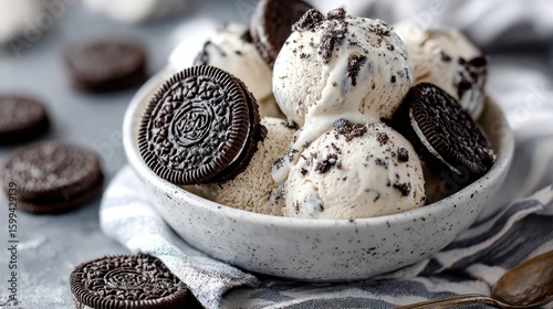 Creamy ice cream with Oreo cookies
