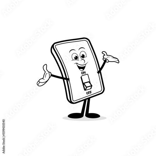 Animated Light Switch Character with Googly Eyes and Friendly Gesture