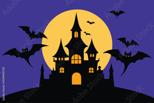 Skeleton tending a pumpkin patch at night with eerie glow vector illustration