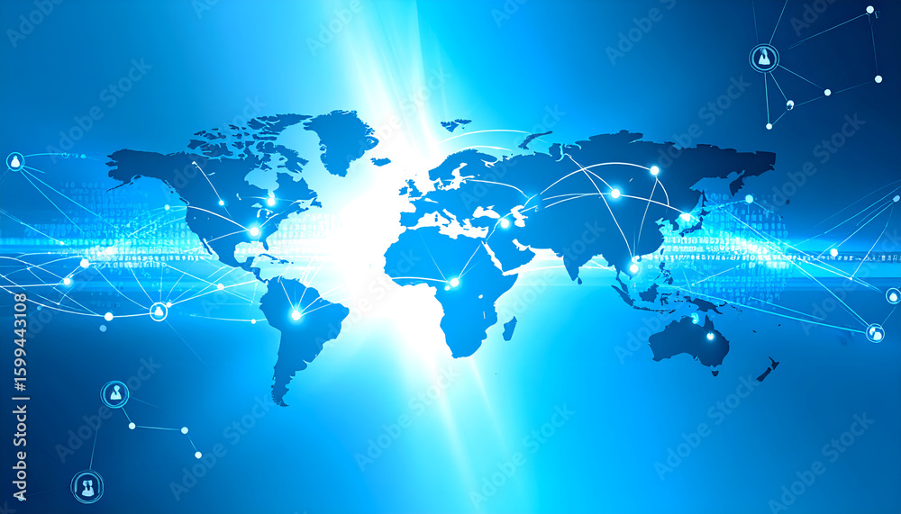 Obraz premium Global Network Connection Map. (6)