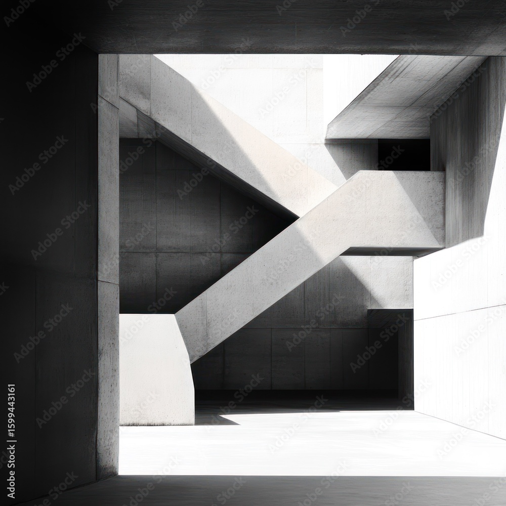 Fototapeta premium Abstract Concrete Architecture: Interplay of Light and Shadow in Modern Design