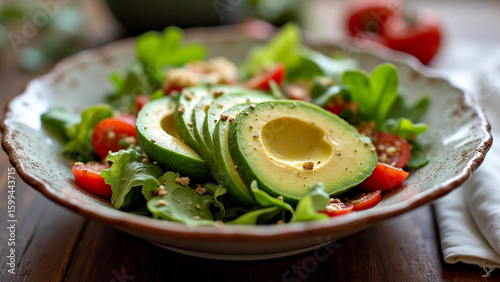 Fresh Avocado and Cherry Tomato Salad with Leafy Greens