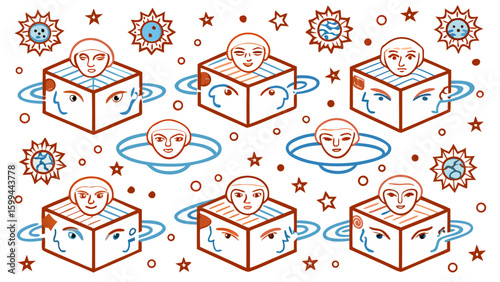 Head Box Galaxy Reveal Vector Set