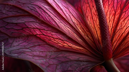 Close-up of Red and Purple Flower Petal Texture