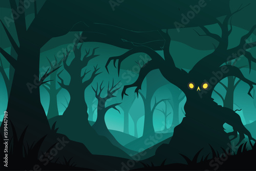 Witch flying across night sky with full moon and stars vector illustration
