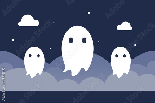 Pumpkin and witch hat in field during fall harvest festival vector illustration